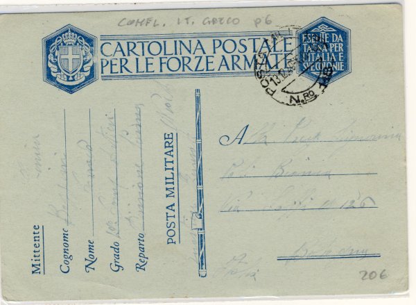 440- 2GM Grecia Posta Militare 118
