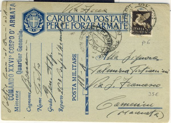 441- 2GM Grecia POsta MIlitare 118 1941