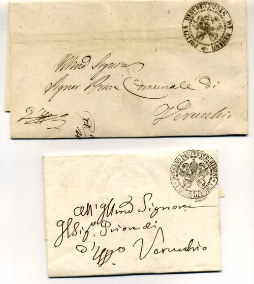 7761- Romagna, 2 pref. da Rimini  1846/56