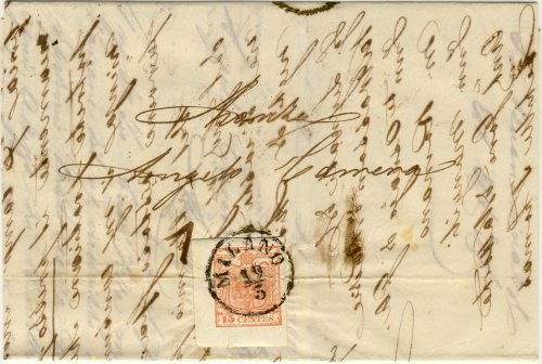 8770 Milano 15 cent. su busta 1854
